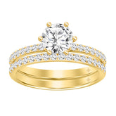 14K Yellow Gold Round Diamond Bridal Ring Set 1 1/2Ct & 1.00Ct Center Round Lab Grown Diamond Engagement Ring & Matching Wedding Band For Women (Color F-G Clarity Vs1/Vs2)
