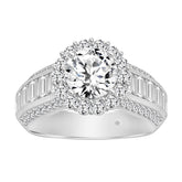 LADIES RING 3 3/4CT ROUND/EMERALD DIAMOND 14K WHITE GOLD (CENTER STONE ROUND DIAMOND 1 1/2CT )