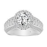 LADIES RING 3 3/4CT ROUND/BAGUETTE DIAMOND 14K WHITE GOLD (CENTER STONE ROUND DIAMOND 1 1/2CT )