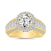 LADIES RING 3 3/4CT ROUND/EMERALD DIAMOND 14K YELLOW GOLD (CENTER STONE ROUND DIAMOND 1 1/2CT )
