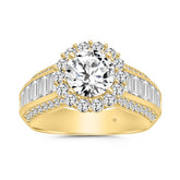 LADIES RING 3 3/4CT ROUND/BAGUETTE DIAMOND 14K YELLOW GOLD (CENTER STONE ROUND DIAMOND 1 1/2CT )