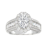 LADIES RING 3 3/4CT ROUND/OVAL/EMERALD DIAMOND 14K WHITE GOLD (CENTER STONE OVAL DIAMOND 1 1/2CT )