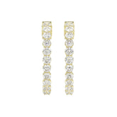 LADIES HOOP EARRINGS 2CT ROUND DIAMOND 14K YELLOW GOLD