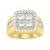 MEN'S RING 3CT ROUND DIAMOND 14K YELLOW GOLD