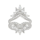 LADIES ENHANCERS RING 2 1/4CT ROUND/PEAR/MARQUISE DIAMOND 14K WHITE GOLD
