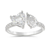 LADIES RING 1 3/4CT ROUND/HEART/PEAR DIAMOND 14K WHITE GOLD