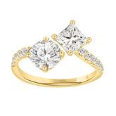 LADIES RING 2CT ROUND/PRINCESS DIAMOND 14K YELLOW GOLD