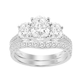 14K WHITE GOLD 2 3/8CT ROUND/OVAL DIAMOND LADIES BRIDAL SET (CENTER STONE OVAL DIAMOND 1CT)
