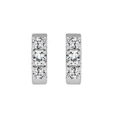 LADIES HOOP EARRINGS 1 1/2CT ROUND DIAMOND 14K WHITE GOLD