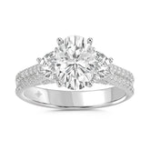LADIES Engagement RING 3CT ROUND/OVAL/HALF MOON DIAMOND 14K WHITE GOLD (CENTER STONE OVAL DIAMOND 2CT )