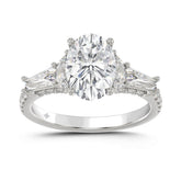 LADIES RING 3 1/2CT ROUND/HALF MOON/OVAL/TAPER BAGUETTE DIAMOND 14K WHITE GOLD (CENTER STONE OVAL DIAMOND 2CT )