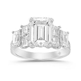 LADIES RING 5CT ROUND/PRINCESS/EMERALD DIAMOND 14K WHITE GOLD (CENTER STONE EMERALD DIAMOND 3CT )
