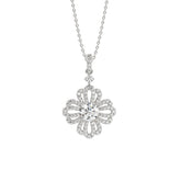 1 1/2Ct Round Diamond Flower Pendant In 14K White Gold Luxury Floral Diamond Pendant For Women (Color F-G -Clarity Vs1/Vs2)
