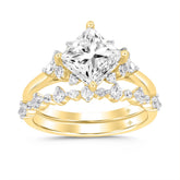 LADIES BRIDAL SET 2 1/2CT ROUND DIAMOND 14K YELLOW GOLD (CENTER STONE PRINCESS DIAMOND 2CT )
