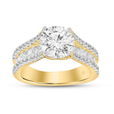 LADIES RING 3 1/2CT ROUND/PRINCESS DIAMOND 14K YELLOW GOLD (CENTER STONE ROUND DIAMOND 2CT )