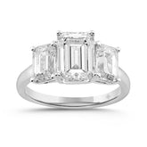 LADIES RING 5CT EMERALD DIAMOND 14K WHITE GOLD (CENTER STONE EMERALD DIAMOND 3CT )
