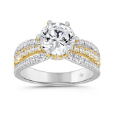 LADIES RING 2 3/4 CT ROUND DIAMOND 14K WHITE/YELLOW GOLD (CENTER STONE ROUND DIAMOND 2CT )