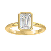 LADIES SOLITAIRE RING 3CT EMERALD DIAMOND 14K YELLOW GOLD (CENTER STONE EMERALD DIAMOND 3CT )