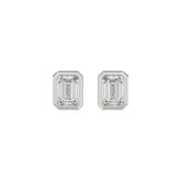 LADIES SOLITAIRE EARRINGS 2CT EMERALD DIAMOND 14K WHITE GOLD