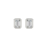 LADIES SOLITAIRE EARRINGS 2CT EMERALD DIAMOND 14K WHITE GOLD