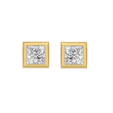 LADIES SOLITAIRE EARRINGS 3CT PRINCESS DIAMOND 14K YELLOW GOLD
