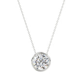 LADIES SOLITAIRE PENDANT 1CT ROUND DIAMOND 14K WHITE GOLD WITH CHAIN