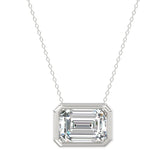 LADIES SOLITAIRE PENDANT 3CT EMERALD DIAMOND 14K WHITE GOLD