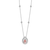 ETERNAL BLUSH COLLECTION LADIES NECKLACE 3/4CT ROUND/PEAR DIAMOND 14K WHITE GOLD (CENTER STONE PINK PEAR DIAMOND 1/2CT)