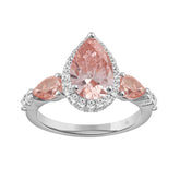 LADIES RING 3 3/4CT ROUND/PINK PEAR DIAMOND 14K WHITE GOLD (CENTER STONE PINK PEAR DIAMOND 2CT )