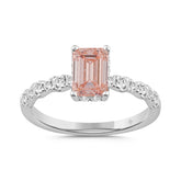 ETERNAL BLUSH COLLECTION LADIES RING 1 1/2CT ROUND/EMERALD DIAMOND 14K WHITE GOLD (CENTER STONE PINK EMERALD DIAMOND 1CT)