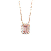 ETERNAL BLUSH COLLECTION LADIES PENDANT 1 1/5CT ROUND/EMERALD DIAMOND 14K ROSE GOLD WITH CHAIN (CENTER STONE PINK EMERALD DIAMOND 1CT)