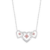 ETERNAL BLUSH COLLECTION LADIES NECKLACE 1/3CT ROUND DIAMOND 14K WHITE GOLD WITH CHAIN (CENTER STONE PINK ROUND DIAMOND 1/3CT)