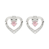 ETERNAL BLUSH COLLECTION LADIES EARRINGS 1/3CT ROUND DIAMOND 14K WHITE GOLD (CENTER STONE PINK ROUND DIAMOND 1/5CT)