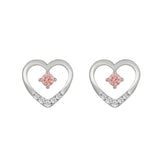 ETERNAL BLUSH COLLECTION LADIES EARRINGS 1/3CT ROUND DIAMOND 14K WHITE GOLD (CENTER STONE PINK ROUND DIAMOND 1/5CT)