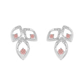 ETERNAL BLUSH COLLECTION LADIES EARRINGS 1/2CT ROUND DIAMOND 14K WHITE GOLD (CENTER STONE PINK ROUND DIAMOND 1/3CT)