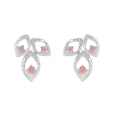 ETERNAL BLUSH COLLECTION LADIES EARRINGS 1/2CT ROUND DIAMOND 14K WHITE GOLD (CENTER STONE PINK ROUND DIAMOND 1/3CT)
