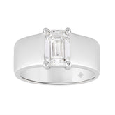 LADIES RING 2CT EMERALD DIAMOND 14K WHITE GOLD