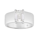 LADIES RING 2CT EMERALD DIAMOND 14K WHITE GOLD