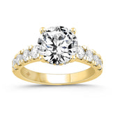 LADIES RING 4CT ROUND DIAMOND 14K YELLOW GOLD (CENTER STONE ROUND DIAMOND 3CT )