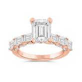 14K ROSE GOLD 4 1/2CT ROUND/EMERALD DIAMOND LADIES RING (CENTER STONE EMERALD DIAMOND 3CT)