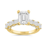 LADIES RING 4 1/2CT ROUND/EMERALD DIAMOND 14K YELLOW GOLD (CENTER STONE EMERALD DIAMOND 3.00CT)
