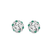 14K WHITE GOLD 2 1/2CT ROUND/ROUND GREEN DIAMOND LADIES EARRING (CENTER STONE ROUND DIAMOND 2CT)