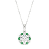 14K WHITE GOLD 1 1/4CT ROUND/ROUND GREEN SAPPHIRE LADIES PENDANT (CENTER STONE ROUND DIAMOND 1CT)