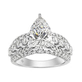 LADIES RING 5 1/4CT ROUND/ PEAR DIAMOND 14K WHITE GOLD (CENTER STONE PEAR DIAMOND 3CT )