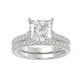 14K WHITE GOLD 3 1/2CT ROUND/PRINCESS DIAMOND LADIES BRIDAL SET (CENTER STONE PRINCESS DIAMOND 3.00CT)