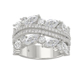 This is a diamond 14k cluster Ladies 2CT Ring featuring Marquise-shaped and round-cut diamonds in a leaf or floral motif set in white gold (Color F-G Clarity VS1/VS2)