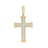 MEN'S CHARM PENDANT 3CT ROUND/EMERALD DIAMOND 14K YELLOW GOLD