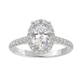 LADIES RING 2 1/2CT ROUND/OVAL DIAMOND 14K WHITE GOLD (CENTER STONE OVAL DIAMOND 2CT )