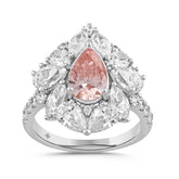 ETERNAL BLUSH COLLECTION LADIES RING 4 1/2CT ROUND/PEAR/MARQUISE DIAMOND 14K WHITE GOLD (CENTER STONE PINK PEAR DIAMOND 2CT)