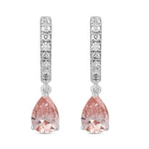 ETERNAL BLUSH COLLECTION 14K WHITE GOLD 2.00CT ROUND/PINK PEAR DIAMOND LADIES HOOPS EARRINGS